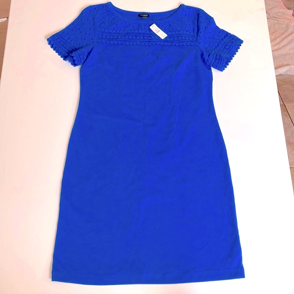 Talbots Royal Blue Dress With Lace Sleeves NEW